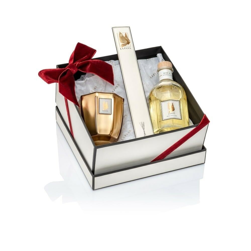 Rose & Vanilla Reed Diffuser & Amber & Patchouli Scented Candle Gift Set